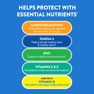 Ocuvite 50+ Eye Vitamin & Mineral Supplement, Multivitamin for Vision & Ocular Health with Omega-3, Zinc, Vitamins C & E, Lutein & Zeaxanthin, Zinc Supplements for Women and Men, 50 Softgels OcuviteBuy Supplements Australia