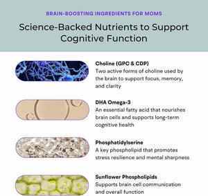 Mommy Brain Postnatal Supplement (60 Capsules) for Cognitive Health, Mood, Energy with GPC and CDP Choline, Phosphatidylserine, Omega-3 DHA