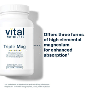 Vital Nutrients Triple Magnesium Complex Supplement | Vegan Magnesium Glycinate, Malate & Oxide 250mg | Easily Absorbed Magnesium Supplement for Stress, Muscle, Heart, Bone Support | 90 Capsules Vital Nutrients buy supplements Au