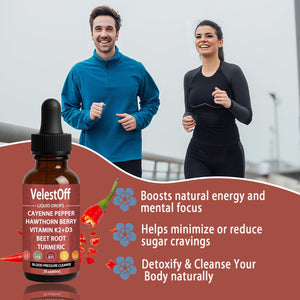 Velestoff Cayenne Pepper & Cayenne Pepper Drops Liquid Supplement with Hawthorn, Beet Root, Turmeric, Vitamin K2 D3 Nutralis buy supplements Au