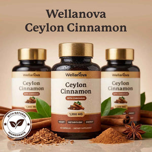 Ceylon Cinnamon Capsules Supplement with Chromium - 1,200 mg True Cinnamomum Verum, Chromium Picolinate 200 mcg - Heart, Metabolism & Energy Support - 60 Vegan Capsules
