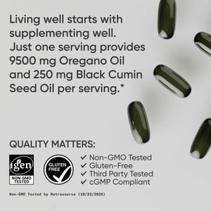 Sports Research® Oil of Oregano 9500mg w/Black Seed Oil & Coconut MCT Oil - Antioxidant Combination Supplement Rich in Thymoquinone & Carvacrol - Gluten Free · Non-GMO - 60 Softgels Sports Research buy supplements Au
