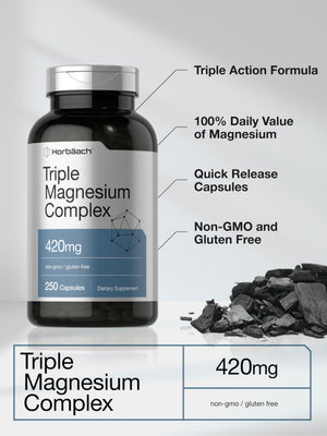 Horbäach Triple Magnesium Complex | 420 mg | 250 Capsules | Non-GMO and Gluten Free Formula | Magnesium Oxide, Citrate, and Aspartate Dietary Supplement Horbäach buy supplements Au
