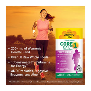 Country Life Women’s Core 1 Daily Multivitamin with Iron, Cranberry, Probiotics, and Digestive Enzymes-Certified Gluten-Free Formula for Energy, Immune Support and Complete Digestive Health,60 Tablets Country LifeBuy Supplements Australia