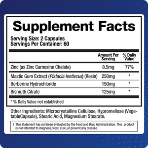 BioMatrix Pylor-X Gut Health Supplement – Mastic Gum, Berberine, Zinc Carnosine & Bismuth Salts for Gastric Support, Digestive Comfort, Stomach Lining Protection - (120 Capsules) 30-60 Day Supply BioMatrixBuy Supplements Australia