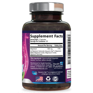 Magnesium Complex Capsules - 500mg per Serving Magnesium - High Absorption Chelated Mineral Supplement - with Oxide, Glycinate, Malate, Citrate for Muscle Bone and Heart Health Support - 120 Capsules Health Nutrition Naturals buy supplements Au