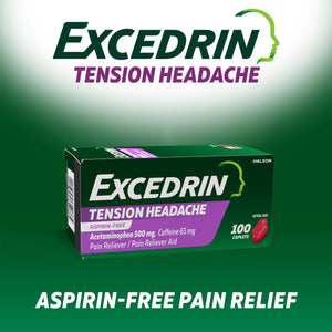 Excedrin Tension Headache Relief Caplets, Acetaminophen 500mg, Caffeine 65mg, Pain Reliever, Aspirin-Free, 100 Count Excedrin buy supplements Au