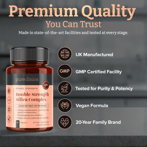 Double Strength Silica Complex โ 500mg Horsetail Extract (4:1) per Tablet โ 90 Tablets โ 3 Month Supply โ with Zinc, Manganese & Boron pureclinicaย buy supplements Au