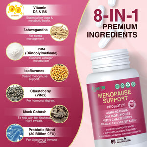 Menopause Supplements for Women with Probiotics, DIM, Black Cohosh, Chasteberry & Soy Isoflavones Support Hormone Balance & Helps Relieve Hot Flashes, Night Sweats - 60 Servings (Made & Tested in USA) NUTRI POTENTIA buy supplements Au