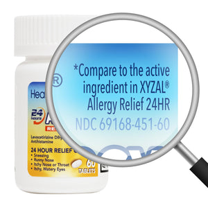 HealthA2Z® Allergy Relief, Levocetirizine Dihydrochloride 5mg, Dye Free Antihistamine, 24 Hours Relief from Sneezing, Runny Nose, Itchy Nose and Eyes (60 Counts) HealthA2Z buy supplements Au