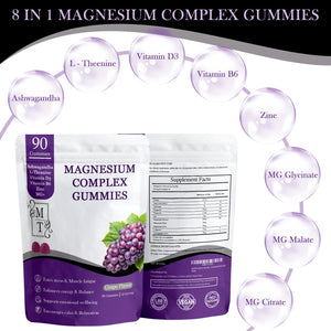 MATOP Magnesium Complex for Women Gummies - 8 in 1 Triple Magnesium Complex (Glycinate, Malate, Citrate) with L-Theanine, Ashwagandha, Vitamin D3, B6 & Zinc - Stress, Calm & Focus - 90 Vegan Gummies MATOP buy supplements Au