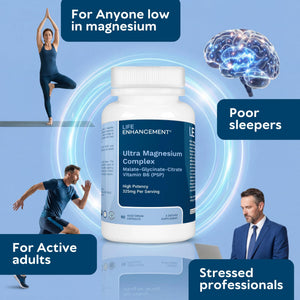 Life Enhancement Ultra Triple Magnesium Complex - 325 mg - with B6, Glycinate, Malate & Citrate - Magnesium Supplement Enhance Sleep and Brain Function - Made in USA (90 Vegetarian Capsules) Life Enhancement buy supplements Au
