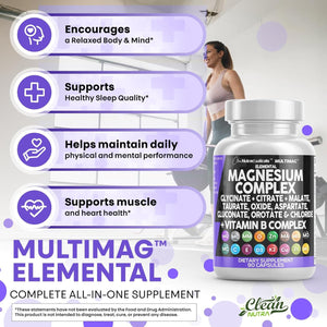 Clean Nutraceuticals Magnesium Complex with Magnesium Glycinate Citrate Malate Oxide Taurate Aspartate Orotate & Mag Chloride, Zinc Copper Manganese (90 Count (Pack of 2)) Clean Nutraceuticals buy supplements Au