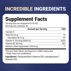 Dr. Berg Maximum Strength Vitamin D3 K2 Liquid Drops with MCT Oil – 5,000 IU Liquid Vitamin D3 with K2 – Supports Strong Bones, Heart, Energy, Immunity, and Overall Vitality* - Unflavored 1 Fl Oz Dr. Berg NutritionalsBuy Supplements Australia