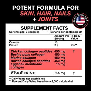 VitaRaw Collagen Pills 1800 mg - Multi Collagen Supplements (Types I, II, III, V & X) Grass Fed Non GMO Collagen Peptides Pills for Hair, Skin and Joints - Hydrolyzed Collagen Protein Powder VitaRaw buy supplements Au