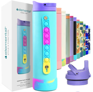Elemental Iconic Water Bottle for School - 100% Leak-Proof Insulated Water Bottles with Straw Lid & Pop-It Handle - Triple-Wall Insulated & BPA-Free, 20oz โ Blue Tie Dye Elementalย buy supplements Au