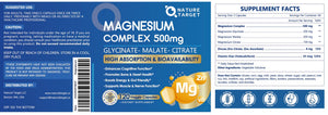 Magnesium Complex 500mg, Magnesium Glycinate, Malate & Citrate - High Absorption Chelated Triple Magnesium Supplement with Zinc, Vitamin D3 for Muscle, Nerve, Bone & Immune Support, Vegan 120 Capsules NATURE TARGET buy supplements Au