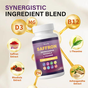 Theronika Aly Saffron Supplements – Blend with Ashwagandha, Safron, Rhodiola, Magnesium, L-Theanine, Zinc & B12, 88.5 mg Pure Saffron Extract Capsules Mood, Energy, Vision & Focus – 60 Vegan Capsules Theronika Aly buy supplements Au