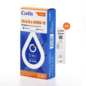 CorDx TyFast Flu A/B & COVID-19 At-Home Multiplex Rapid Test Kit, 3-in-1 Antigen Test, Results in 10 Minutes, EUA Authorized OTC, 4 Tests CorDx buy supplements Au