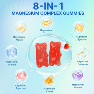 Magnesium Complex Gummies for Women Men 8 in 1, Magnesium Glycinate, Citrate, Malate, Taurate, Supports Bones, Muscle, Nerve Health, Sugar-Free, Vegan Non-GMO, Strawberry Flavor, 120 Count HUUAYAO buy supplements Au