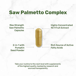 Saw Palmetto Supplement with Pumpkin Seed, 300 Capsules | Promotes Prostate Health | DHT Blocker | Hair Growth Vitamins, Maintain Normal Urinary Frequency