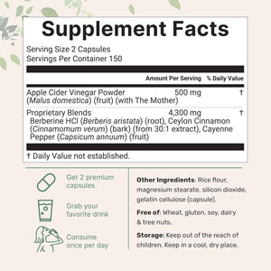 Micro Ingredients Apple Cider Vinegar Capsules | 4,800mg Per Serving, 300 Counts | 4-in-1 ACV Complex with The Mother | Ceylon Cinnamon, Cayenne Pepper & More | Immune, Digestion & Appetite Support