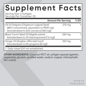 Sports Research® Oil of Oregano 9500mg w/Black Seed Oil & Coconut MCT Oil - Antioxidant Combination Supplement Rich in Thymoquinone & Carvacrol - Gluten Free · Non-GMO - 60 Softgels Sports Research buy supplements Au