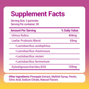 Her Juicy Women's Probiotic Gummies: Supports Women’s Wellness & pH Balance, Clean Vegan, Pineapple Flavor, Prebiotics & Lactobacillus Blend, with Slippery Elm, Gut Health & Immune Defense, 60 Gummies Heawdra buy supplements Au