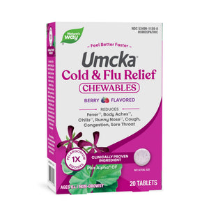 Nature’s Way Umcka Cold and Flu Relief Chewables, Non-Drowsy Multi-Symptom Relief, Homeopathic Cold Medicine & Remedy, Shortens & Reduces Severity of Colds, Berry-Flavored Cold & Flu Tablets, 20 Count Nature's Way buy supplements Au