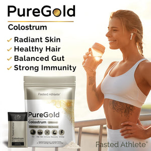 PureGold - Bovine Colostrum Powder - 100% Pure New Zealand Grass Fed, Supports Gut Health, Skin, Hair, & Immunity – Colostrum Supplement, Unflavored, 30 Travel Packets Fasted AthleteBuy Supplements Australia