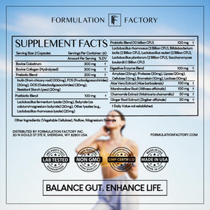 Formulation Factory Probiotics for Women & Men - Gut Intellect 10-in-1 Digestive Enzymes with Prebiotics and Postbiotics - Total Gut Health Supplement - 120 Capsules, 2 Month Supply Formulation Factory buy supplements Au