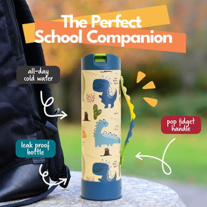Elemental Iconic Kids Water Bottle for School - 100% Leak-Proof Insulated Water Bottles with Straw Lid & Pop-It Handle for Boys & Girls - Triple-Wall Insulated & BPA-Free, 20oz โ Dinosaur Elementalย buy supplements Au