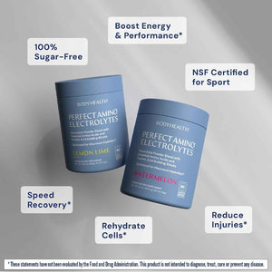 BodyHealth PerfectAmino Electrolytes Powder No Sugar, Hydration Fasting Keto Zero Sugar Electrolytes Drink Mix with Trace Minerals - NSF Certified for Sport - Watermelon - 66 Servings