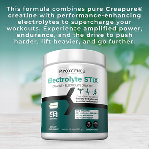 MYOXCIENCE Electrolyte STIX | Creatine Electrolyte Powder | Recovery from Exercise & Muscle Development w/Real Salt (Unflavored) (Jar 45 ct) MYOXCIENCE buy supplements Au
