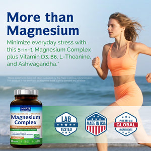 Innate Vitality Magnesium Complex, Magnesium Glycinate Citrate Malate Taurate with Ashwagandha L-Theanine Vitamin D3 & B6, High Absorption, Full Spectrum, Bones Stress Sleep Support, 90 caps Innate Vitality buy supplements Au