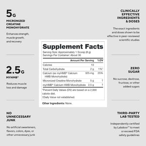 Legion Creatine HMB Powder – Micronized Creatine Monohydrate 5g with myHMB 2.5g – Unflavored Sports Nutrition Powder for Strength Training, Performance Support, and Post-Workout Recovery – 30 Servings