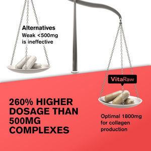 VitaRaw Collagen Pills 1800 mg - Multi Collagen Supplements (Types I, II, III, V & X) Grass Fed Non GMO Collagen Peptides Pills for Hair, Skin and Joints - Hydrolyzed Collagen Protein Powder VitaRaw buy supplements Au