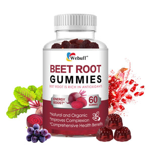 Webuff Beet Root Gummies - Nitric Oxide Booster with Organic Beet, Pomegranate & Grape Seed, Vitamin B12 - Energy, Circulation & Heart Health Support, Vegan, Non-GMO, 60 Count (Pack of 1) Webuff buy supplements Au