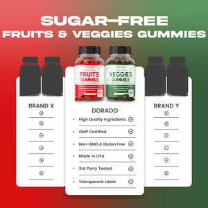 Fruit and Veggies Supplement (120 Gummies) - Premium Sugar-Free Superfood Super Green & Fruit Gummies for Adults - Immunity Support for Men & Women - Non GMO, Vegan Safe & Made in USA DORADO NUTRITIONBuy Supplements Australia