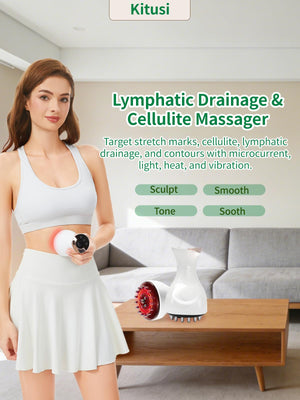 Kitusi Lymphatic Drainage Massager & Anti Cellulite Massage Tool, for Legs, Arms & Belly, Body,Helps Reduce Stretch Marks & Cellulite,with Microcurrent, Light Heat & Vibration (White) Kitusi buy supplements Au