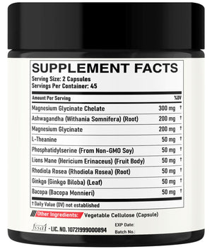 DEDICAD 9in1 Cortisol Supplement - Ashwagandha and Magnesium Glycinate and Chelate - Brain Health & Restful Night & Mood Balance - 90 Capsules Supply 45 Days DEDICADΒ buy supplements Au