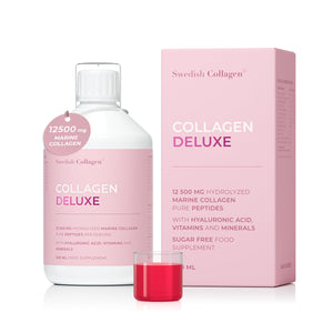 Swedish Collagen Deluxe 12,500 mg Hydrolyzed Marine Collagen Liquid Supplement - 20 Day Supply, 500 ml, Type 1 & 3 | Peptides & Vitamins for Hair, Skin, Nails, Joints | Clinically Tested | Sugar Free Swedish Collagen buy supplements Au