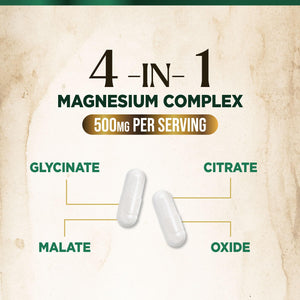 Magnesium Complex Supplement - Magnesium 500mg Per Serving - High Absorption Blend of Glycinate, Citrate, Malate, Oxide - Supports Sleep, Muscle, Bone, Heart Health - Bottled in USA - 60 Capsules Nature's Peak buy supplements Au