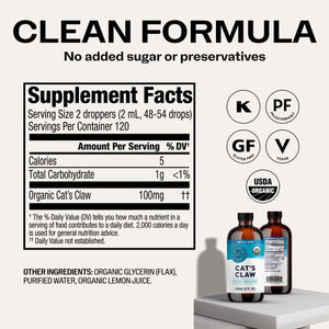 Vimergy USDA Organic Cat’s Claw Liquid – Provides Antioxidant Support* – Benefits The Immune System* – Vegan, Gluten-Free, Non-GMO – 57 Servings (115 mL)