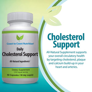 Coast to Coast Nutrition Cholesterol Support Supplement - Support Cardiovascular & Artery Performance, Target Bad LDL Levels & Plaque Calcium Buld-Up - Promote Circulation & Blood Flow - 60 Capsules Coast to Coast NutritionBuy Supplements Australia
