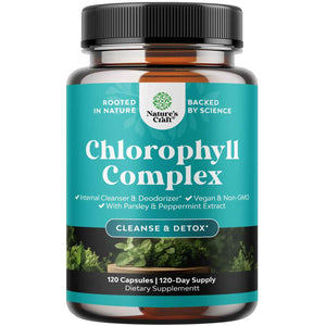 Chlorophyll Capsules for Cleanse and Detox Support - Internal Deodorant Pills for Body Odor with Mint & Parsley Extract Healthy Skin Immunity & Digestive Support - Vegan Non-GMO & Gluten Free (60ct)