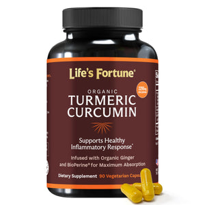 Supplement ProductLife's Fortune Organic Turmeric Curcumin with Black Pepper and Ginger, Enhanced Absorption, Extra Strength Supplement, Joint & Immune Support, Non-GMO, 180 Cap - 2250mg - Zenith WellnessUSA
