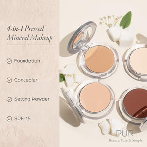 PÜR MINERALS 4-in-1 Pressed Mineral Makeup Powder Foundation with SPF 15 - Concealer & Finishing Compact Pressed Powder for Face - Buildable Medium to Full Coverage Foundation Powder (Vanilla) PÜR MINERALS buy supplements Au