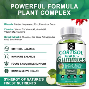 GORNVB Cortisol Gummies, Cortisol Supplement for Women with Magnesium, Ashwagandha, Rhodiola, Phosphatidylserine, L-Theanine, Black Pepper, Vitamin C & B6 - Relaxation, Focus, Sleep Support - 2 Pack