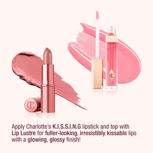 Charlotte Tilbury Icon Baby Lip Duo Kit - Mini K.I.S.S.I.N.G Satin Shimmer Lipstick & Full Size Hall of Fame High Shine Gloss Set - Hydrating Long Lasting Makeup Duo for On-the-Go Glossy Shine Charlotte Tilbury buy supplements Au